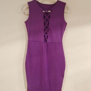 Bodycon Purple cross-cross dress